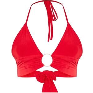 Pretty Little Thing Red Tie Halter Top